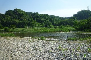 リバーサイドパーク　一の谷の脇には秋川が流れています。