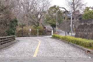 大島坂を下り始めます。雨天時はスリップ注意！！