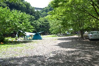 新戸キャンプ場の広い場内はオートキャンプも出来ます。